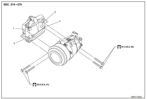 Nissan Maxima. Removal and Installation for Compressor